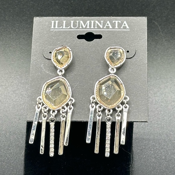 illuminata Jewelry - Silver crystal bling dangling earrings by Illuminati